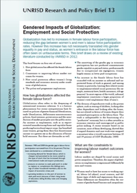 Gendered Impacts of Globalization: Employment and Social Protection (Research and Policy Brief)